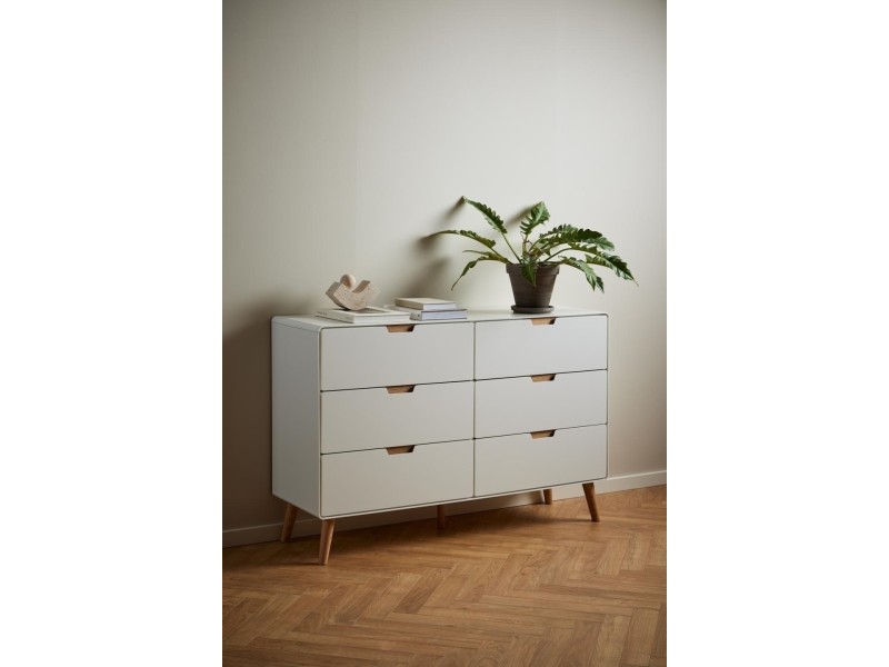 Komoda Lowell z 6 szufladami biała - ACTONA